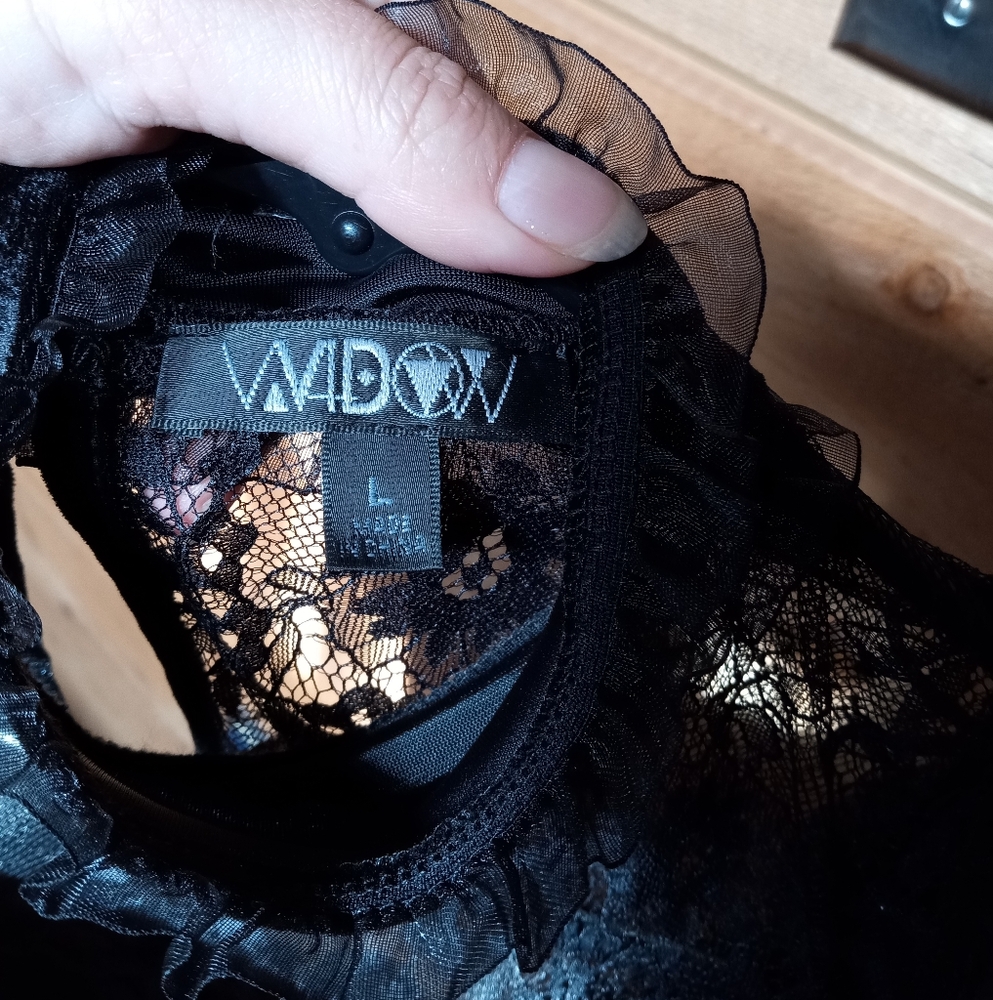Dolls Kill Black Lace Velvet Top - Picture 5 of 6